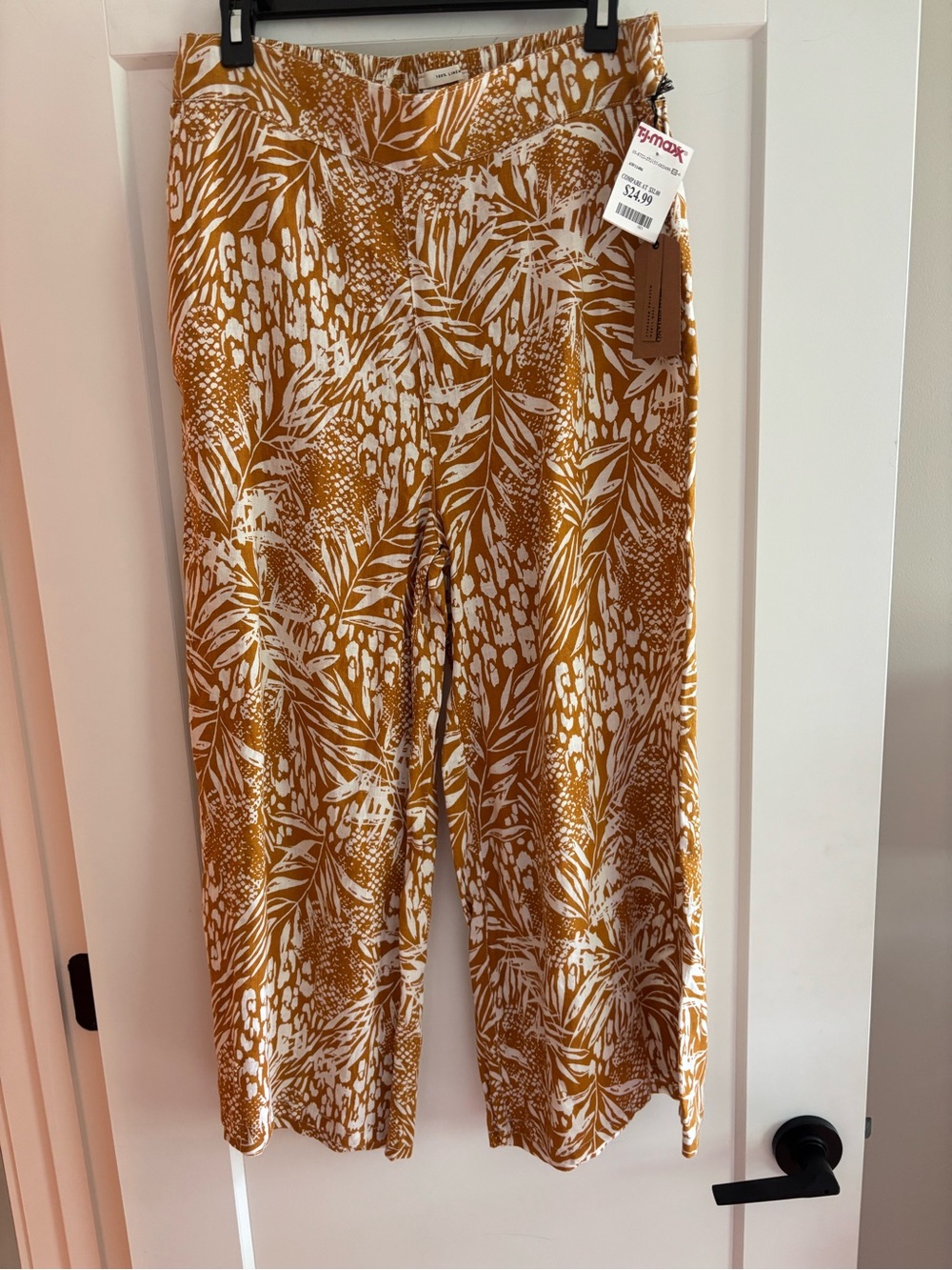 Christian Siriano Mustard & White Botanical Print Wide-Leg Kids Pants